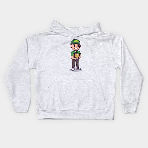 Courier Shipping Package Cartoon Kids Hoodie by Catalyst Labs